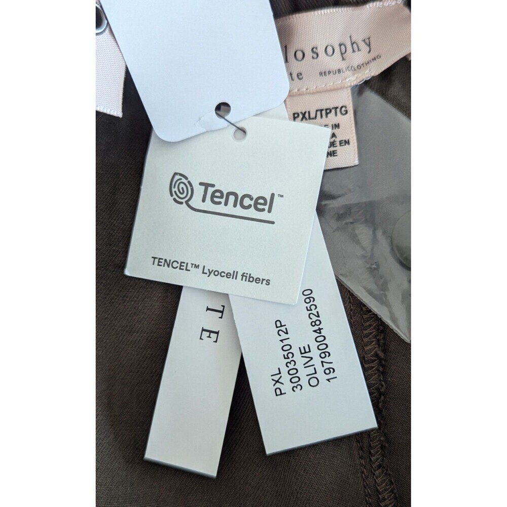 Philosophy Petite Olive Green Tencel Pants PXL Elastic Waist Casual New With... - Picture 5 of 8
